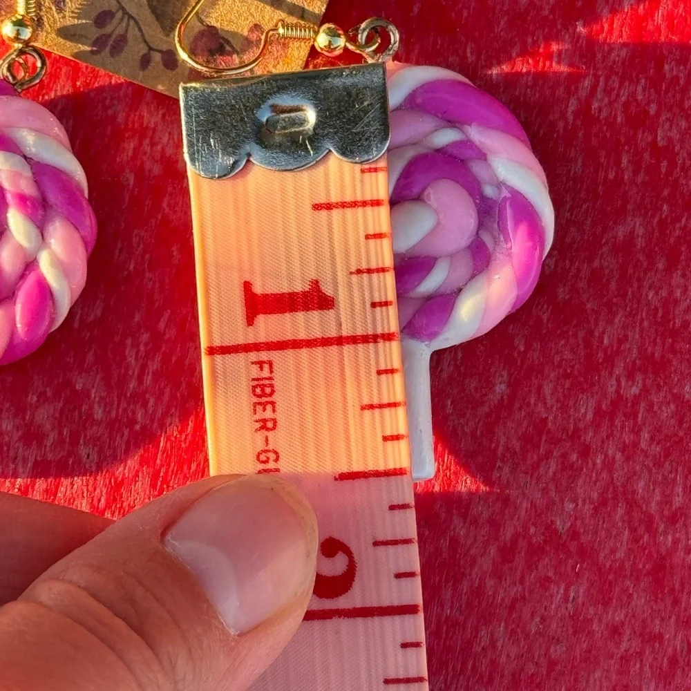 Polymer clay lollipop earrings - Picture 8 of 12